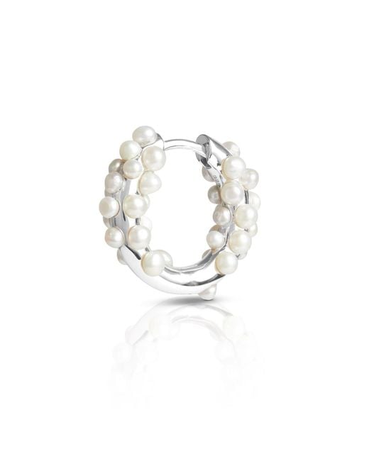 Kasun Metallic Pearl Cluster Hoop Earrings
