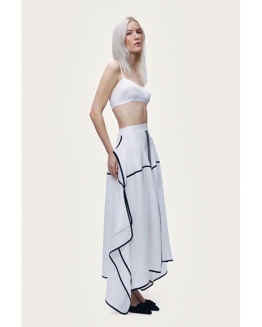 Nocturne Metallic Contrast Trim Asymmetric Hem Skirt