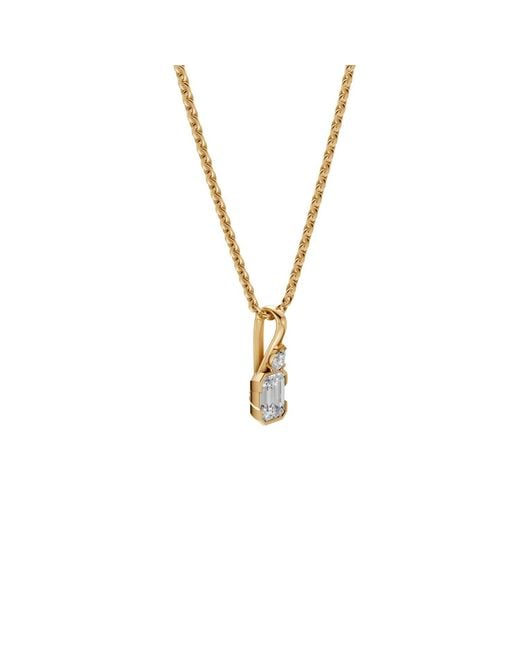 Aya Fine Jewelry Metallic 1.36 Ctw Emerald & Pear Cut Lab Diamond Pendant Necklace