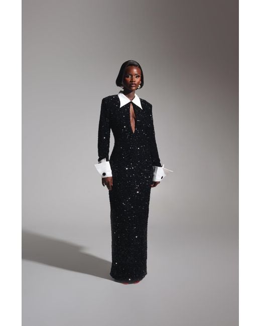 Ofuure Black Kali Keyhole Sequin Maxi Dress