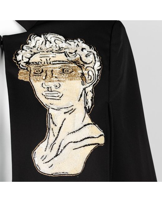 House of Laines London Black Laines Couture Tailored Cape With Embellished Greek God