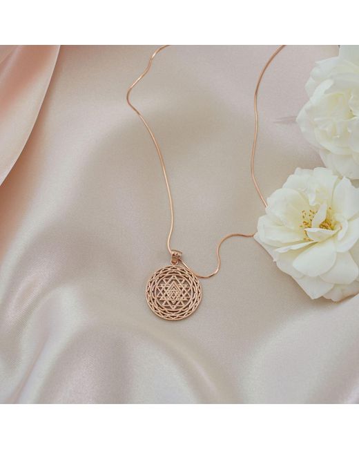 Seven Saints Metallic Sri Yantra Supreme Manifestor Necklace, Rhodium Over Sterling