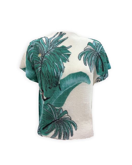 Wild Cosmos Green Lillian West Palm Honeycomb Texture Top
