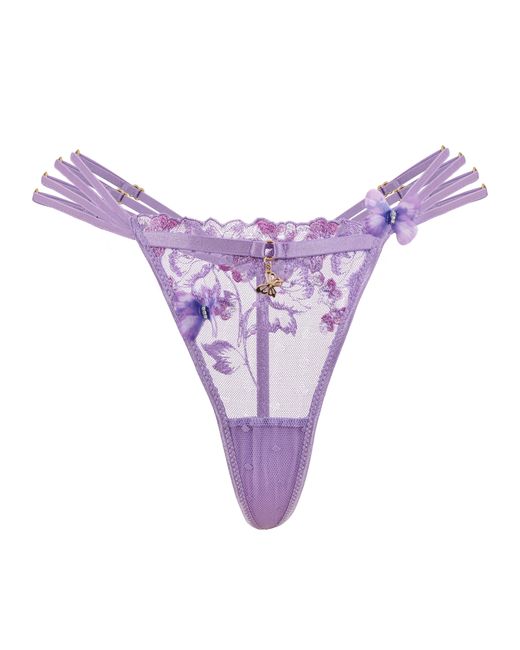 Empress Mimi Purple Madame X Lilac Lace G-String With Butterfly Detail