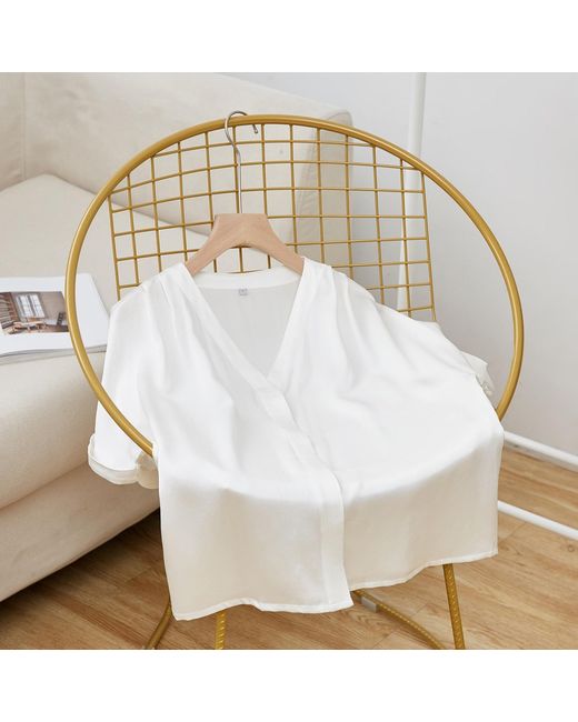 Soft Strokes Silk White Pure Mulberry Silk Top Regular Fit