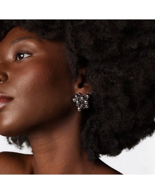 London Atelier Byproduct White Geometric Ball Cluster Earrings