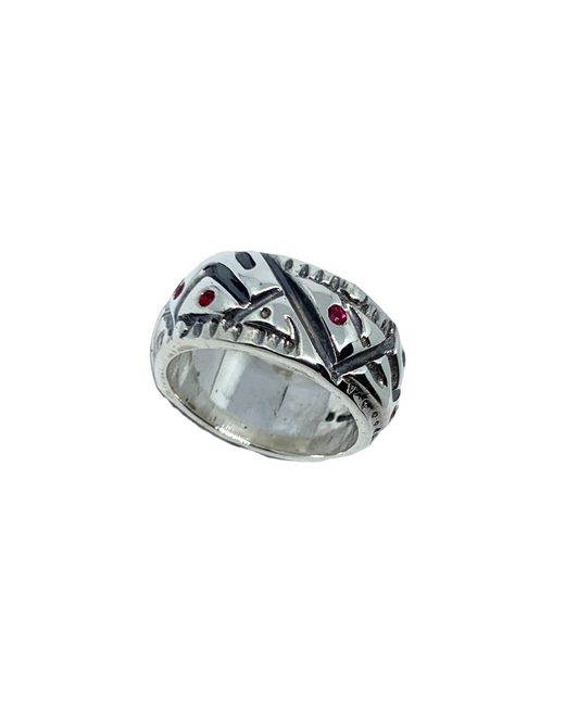Tg-Jewellery by Tamara Gervasio White Abstract Ring – Sterling With Rubies for men