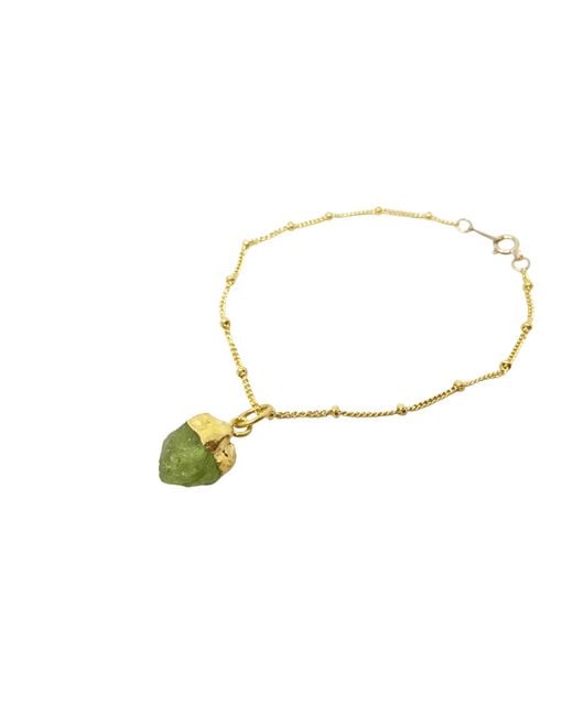 Harfi Metallic Raw Peridot August Birthstone Satellite Bracelet