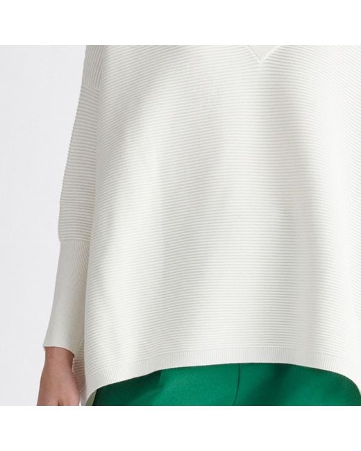 Paisie White V-Neck Ribbed Jumper