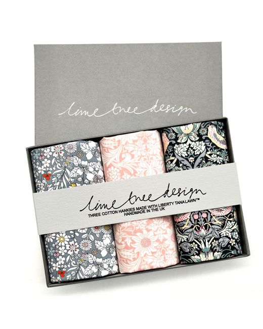Lime Tree Design Metallic Three Hankies Made With Liberty Fabric for men