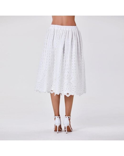 Smart and Joy Black Embroidered Cotton Midi Skirt