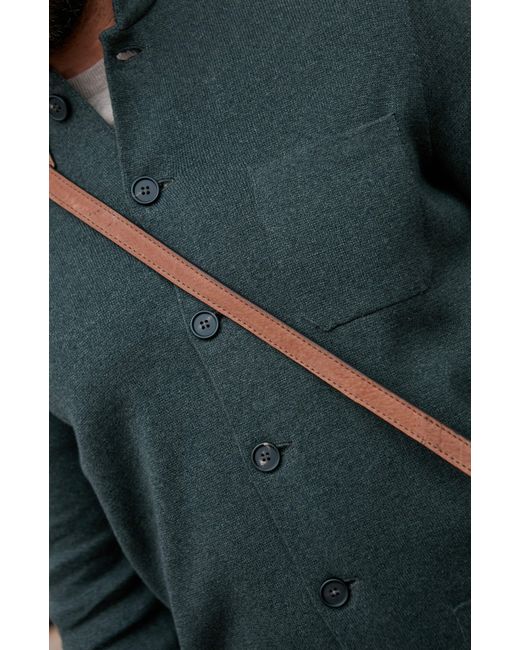 Paul James Knitwear Green Midweight Cotton Jaipurr Knitted Nehru Jacket for men