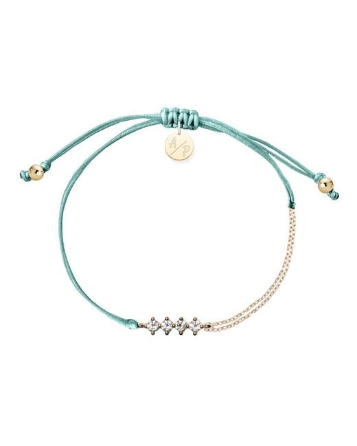 Adriana Pappas Designs Metallic Cz Crystal Bar Bracelet On Colored Cord