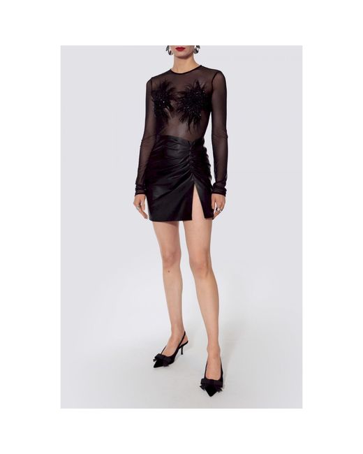 AGGI by HALEWSKI Black Tomira Mini Vegan Leather Party Dress