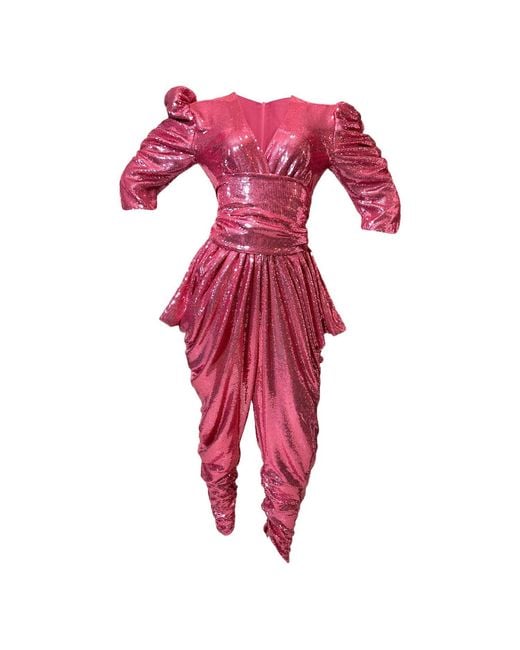 Julia Clancey Red Livzie Bonbon Sequin Jumpsuit
