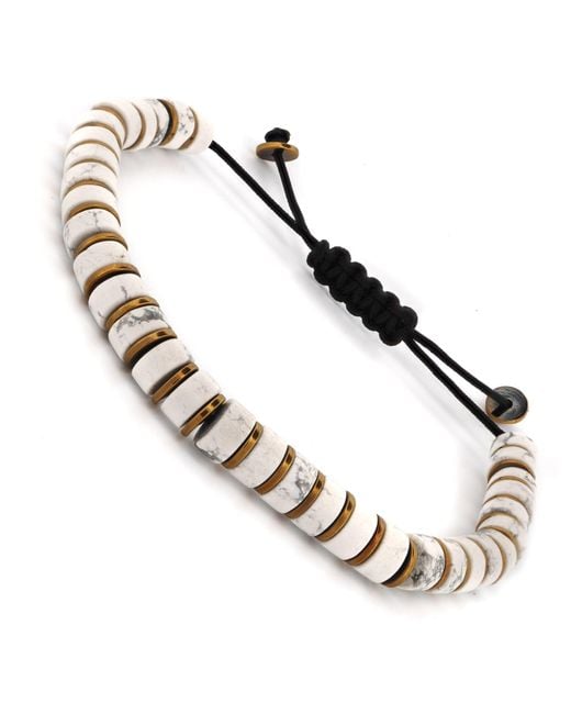 Ebru Jewelry Metallic Howlite & Hematite Beaded Adjustable Bracelet for men