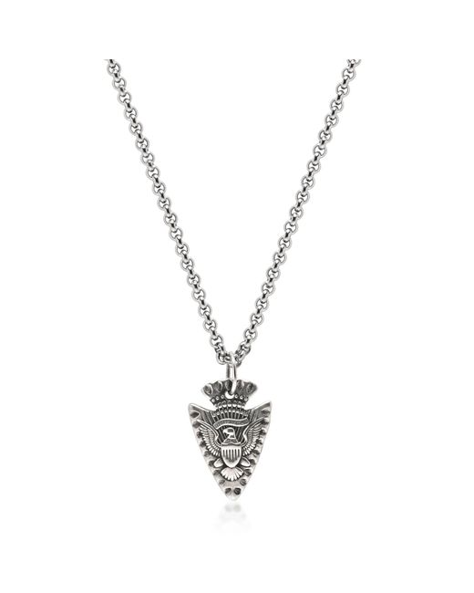 Nialaya Metallic Sterling Arrowhead Necklace for men