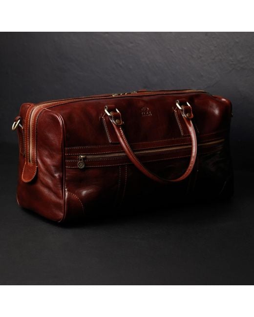 Time Resistance Brown Leather Duffel Bag For for men