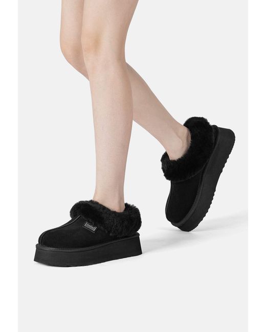 EverAu Australia Black Topknot Leather Slippers