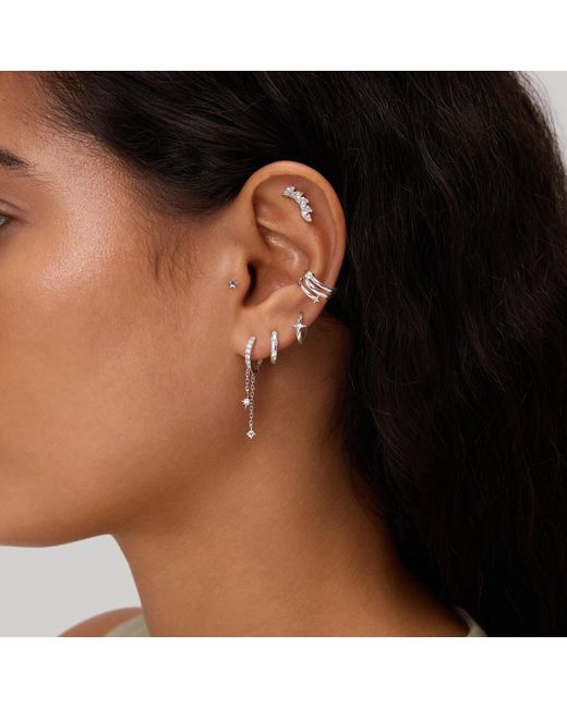 Vanhi Metallic 14K Recycled Solid Star Huggie Earring
