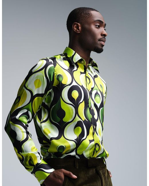Gresham Blake Green Apples Silk Shirt for men