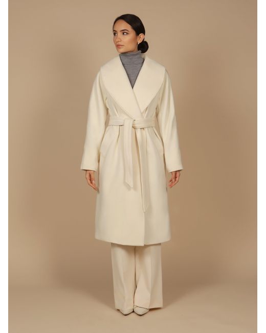 Santinni Natural 'Hepburn' 100% Italian Virgin Wool & Cashmere Coat