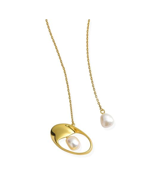 Lait & Lune Metallic Talise Pearl Lariat Necklace