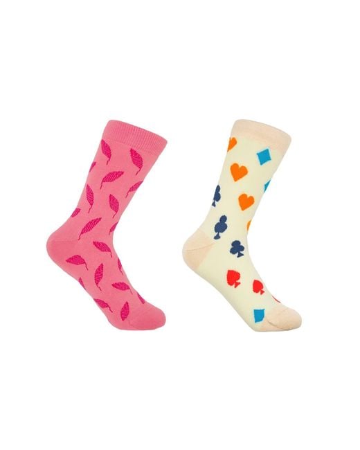 Peper Harow - Made in England Pink Leaf & Royal Flush Socks Bundle