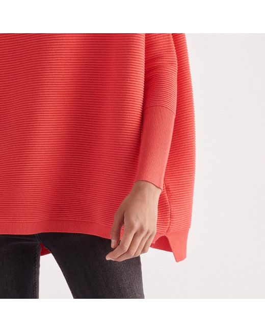 Paisie Red Ribbed Jumper In Strawberry Pink