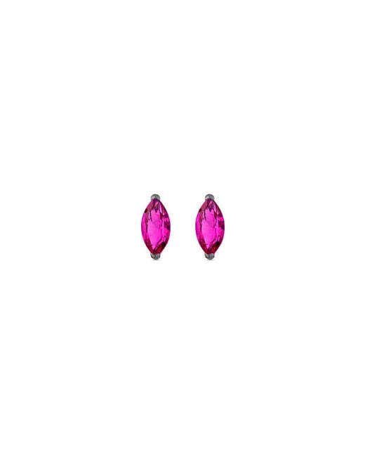 SALLY SKOUFIS Pink Natural Stud Earrings With Made Ruby