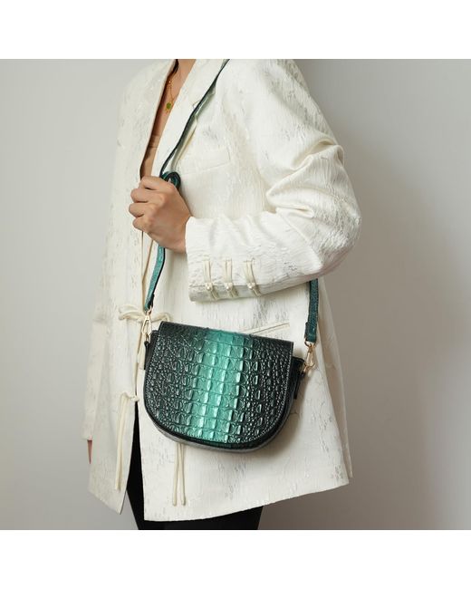 Mkf Collection - J'omor Green Amalia Croc-Embossed Crossbody Bag