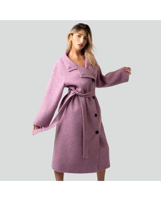 Maui X Lolita Purple Carrie Rose Wool Cashmere Coat