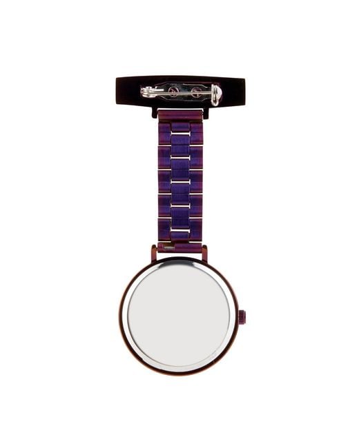 Bermuda Watch Company Annie Apple Meraki Silver/purple Link Nurse Fob Watch