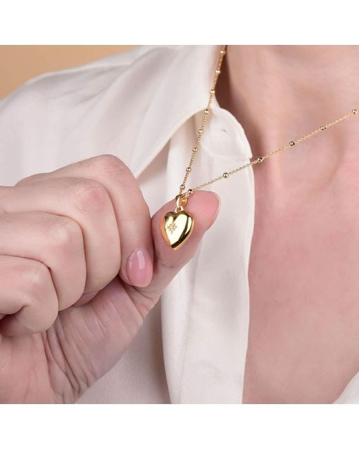 Nellou Jewellery Metallic Starlight Heart Locket Necklace Plated Sterling