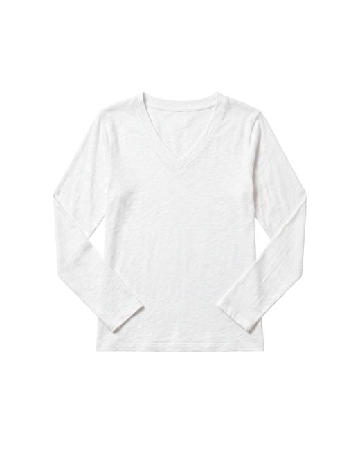 Brodie Cashmere White Long Sleeve V Neck