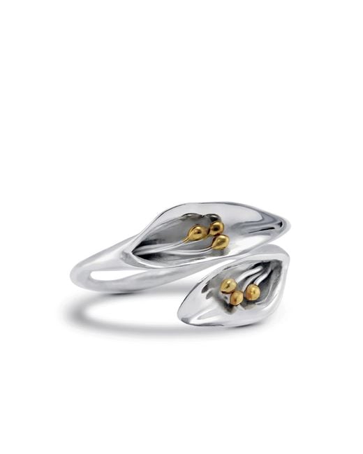 Isla Silver White Adjustable Calla Lily Ring