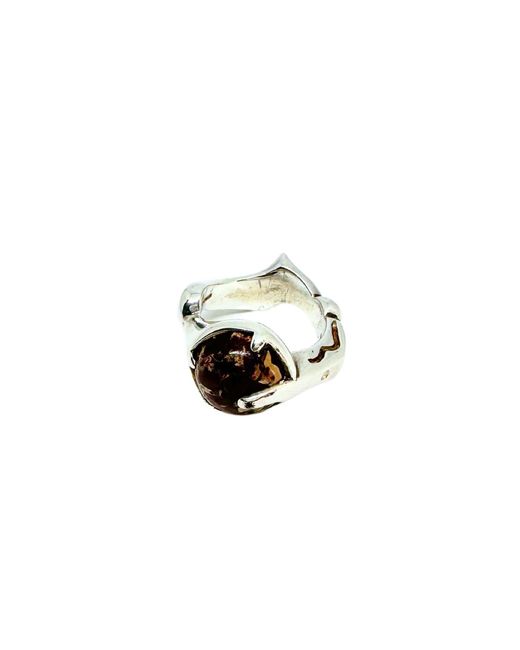Tg-Jewellery by Tamara Gervasio White The Sculpture Sterling Ring With Jasper
