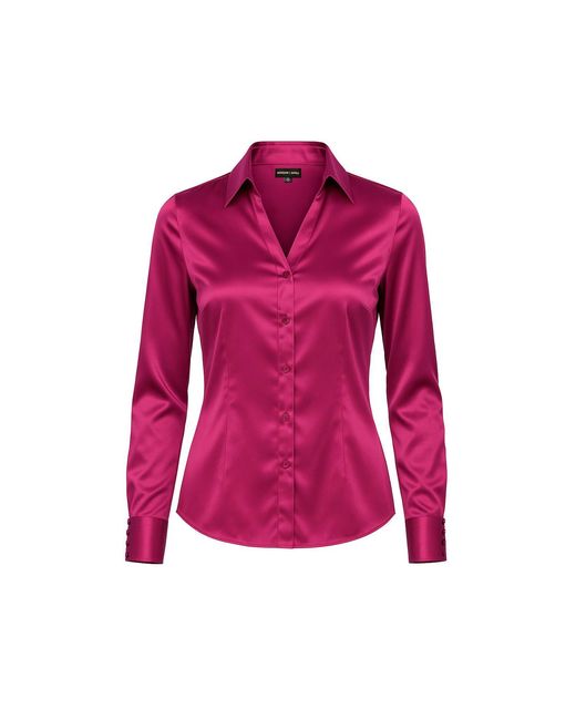 Madison / Savile Pink Wild Aster Haven Fitted Satin Shirt Two