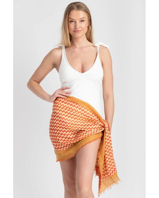 Saachi Orange Mabel Chevron Scarf