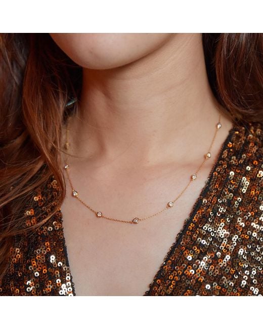 Augustine Jewels Metallic Diamond By The Yard Pear And Round Shaped Diamond Necklace