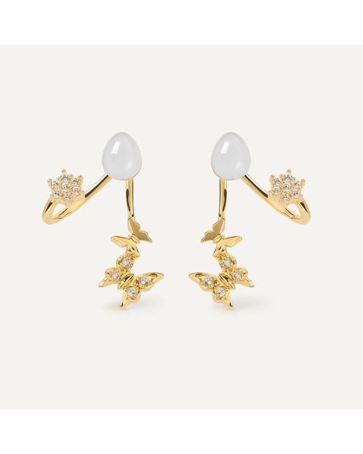 Freqnc Atelier Metallic Butterfly Ear Jacket Earrings – Rose Quartz