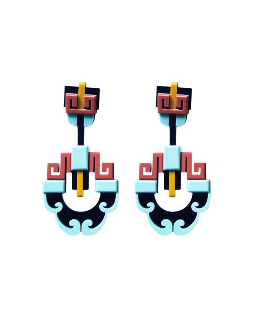 Gissa Bicalho Blue Handmade Acrylic Earring Xangai Pale