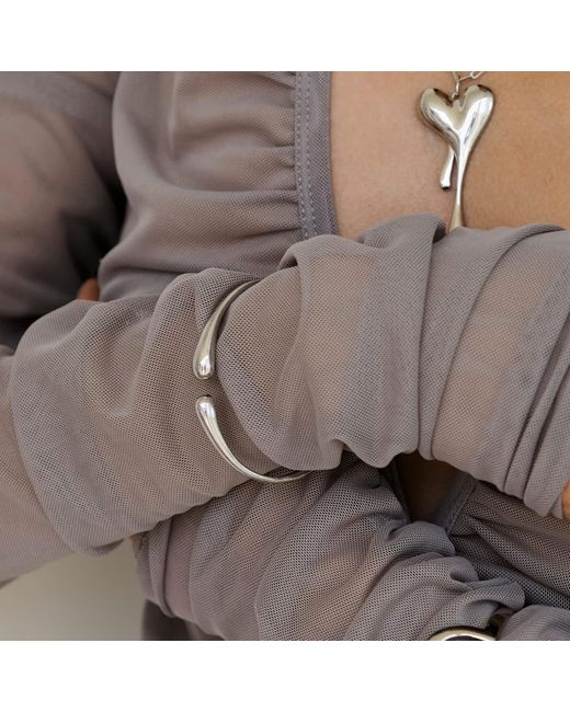 Lunaya Jewelry White Solid Pebble Cuff