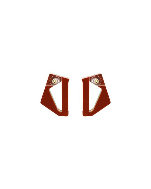 Gissa Bicalho Brown Acrylic Handmade Earring Faceted Cinnamon