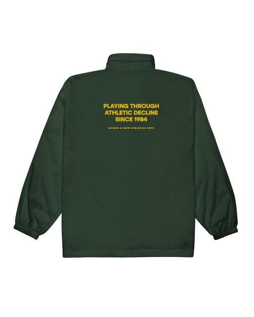 Anchor and Crew Green Forest Athletic Decline Sports Club League Embroidered Windbreaker Coat for men