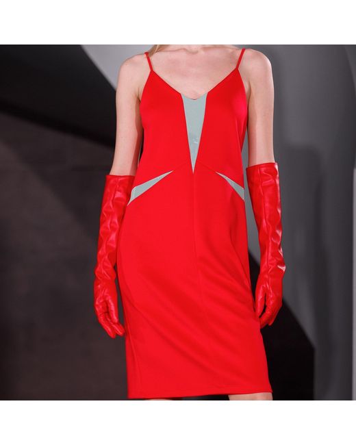 Laura Daili Red Geometric Grace Midi Dress