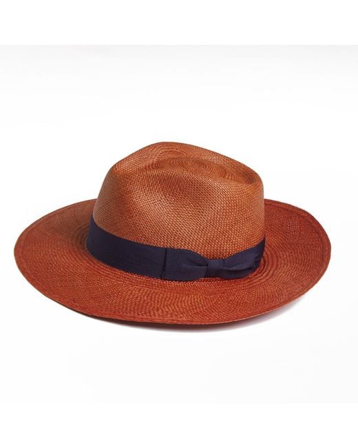 Dasmarca Hats Red Dasmarca Newton Wide Brim Summer Genuine Panama Straw Hat For - Cinnamon