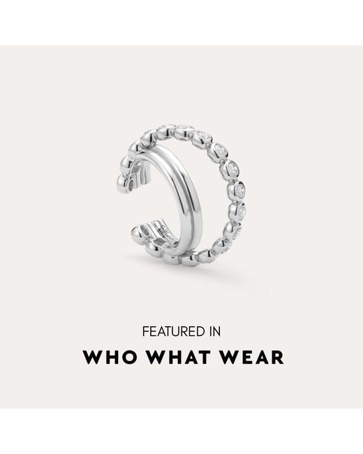 Vanhi Metallic Vina Crystal Bezel Ear Cuff