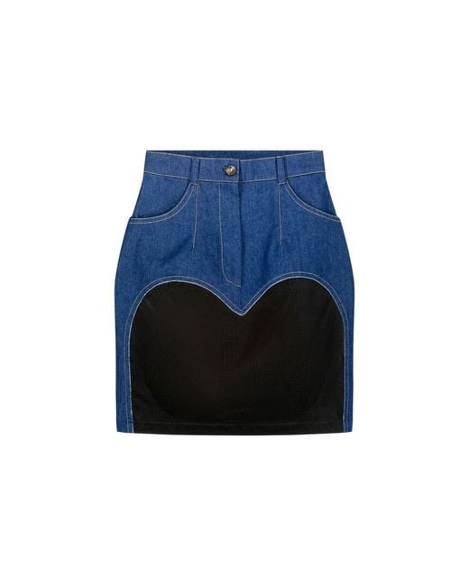 Úchè Blue Denim Heart Skirt