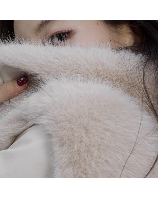 Jiaying Wang Wjy Studio London Gray Neutrals Galaxy Jacket Coat Faux Fur Eco-Friendly Leather Zipper